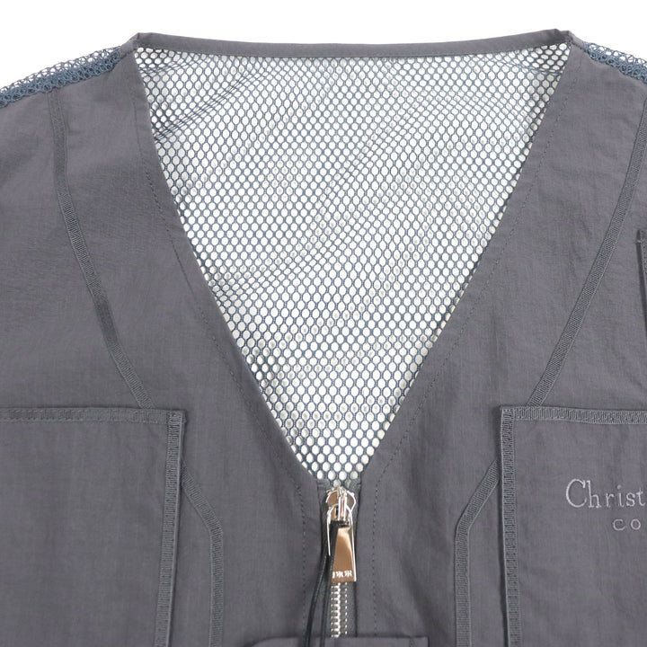 未使用品▼DIOR ディオール オム 383C670A5771 Multi Pocket Zipup Vest ナイロン ロゴ刺繍 バックメッシュ ZIPUP ベスト ジレ 52 正規品