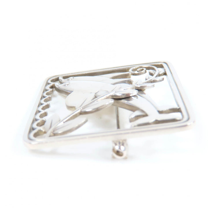美品☆Georg Jensen ジョージジェンセン 251 925 イルカ ドルフィン リーフ ブローチ アクセサリー シルバー 重量11.1g レディース