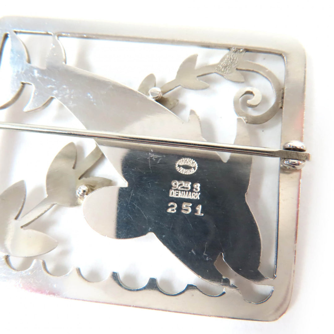 美品☆Georg Jensen ジョージジェンセン 251 925 イルカ ドルフィン リーフ ブローチ アクセサリー シルバー 重量11.1g レディース