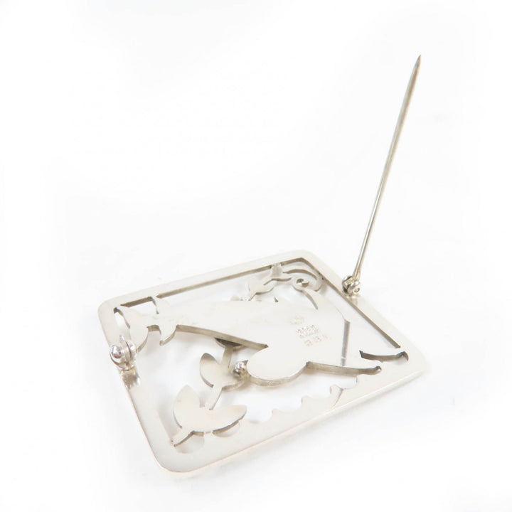 美品☆Georg Jensen ジョージジェンセン 251 925 イルカ ドルフィン リーフ ブローチ アクセサリー シルバー 重量11.1g レディース