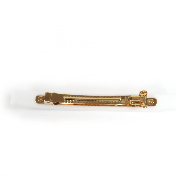 極美品☆MIUMIU ミュウミュウ 51F125 ロゴ入り バレッタ ヘアアクセサリー ホワイト ブラック 箱・保存袋付き イタリア製 レディース