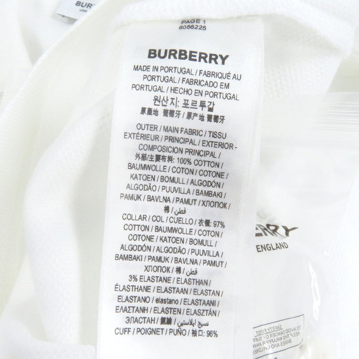 未使用品□BURBERRY バーバリー 8056225 コットン100％ TBロゴ刺繍 エンブロイダリー 半袖ポロシャツ カットソー ホワイト XS 正規品