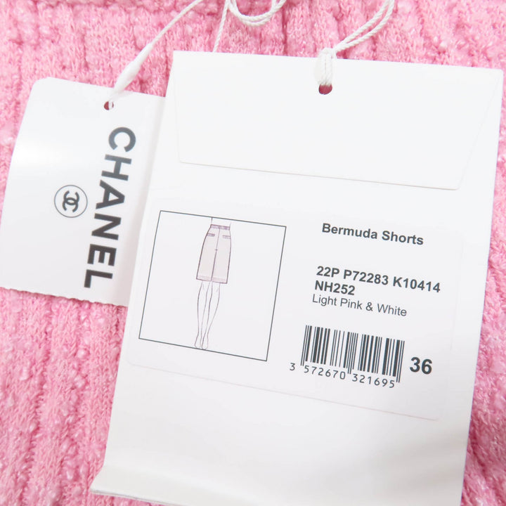 未使用品☆CHANEL シャネル 22P P72283K1414 ライオンボタン ツイード ハーフ パンツ ピンク 36 イタリア製 正規品 レディース
