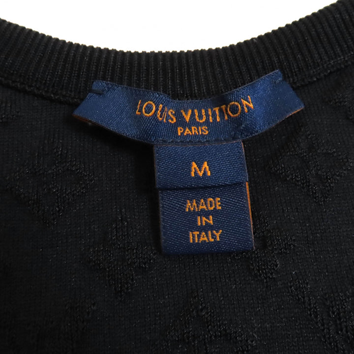 極美品★LOUIS VUITTON ルイヴィトン 2022年製 シルク混 チェーン付 モノグラム柄 サイドライン ノースリ タンクトップ M 箱付 黒 赤