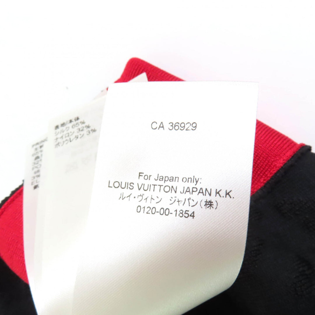 極美品★LOUIS VUITTON ルイヴィトン 2022年製 シルク混 チェーン付 モノグラム柄 サイドライン ノースリ タンクトップ M 箱付 黒 赤