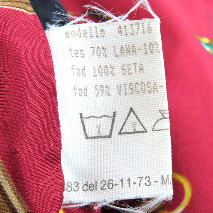 美品△Herno ヘルノ ウール カシミヤ 裏地シルク100％・スカーフ柄 シングル ロング コート ネイビー 40 イタリア製 レディース
