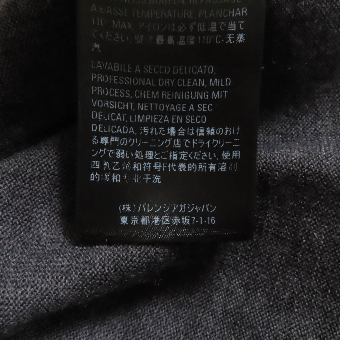 美品★BALENCIAGA バレンシアガ ウール100％ バックロゴ クルーネック 長袖 ニット セーター グレー XS イタリア製 正規品 レディース