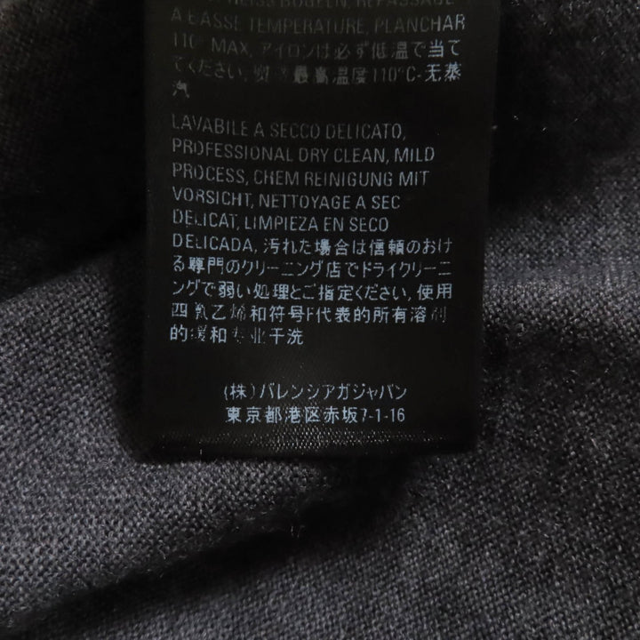 美品★BALENCIAGA バレンシアガ ウール100％ バックロゴ クルーネック 長袖 ニット セーター グレー XS イタリア製 正規品 レディース