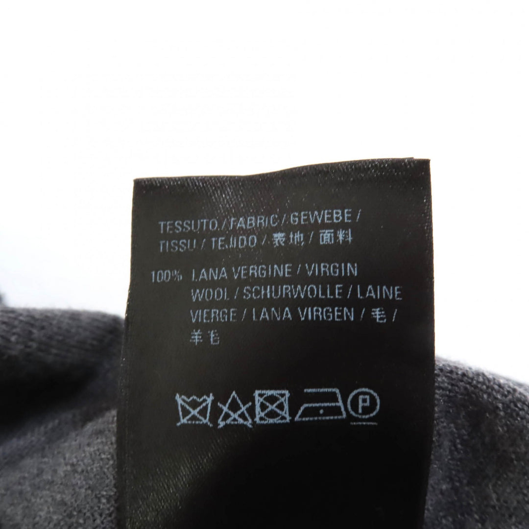 美品★BALENCIAGA バレンシアガ ウール100％ バックロゴ クルーネック 長袖 ニット セーター グレー XS イタリア製 正規品 レディース