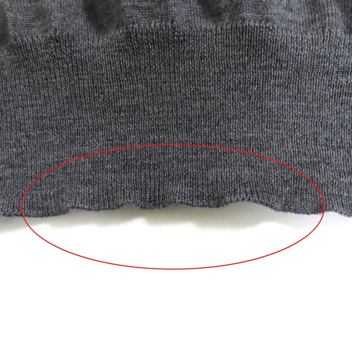 美品★BALENCIAGA バレンシアガ ウール100％ バックロゴ クルーネック 長袖 ニット セーター グレー XS イタリア製 正規品 レディース