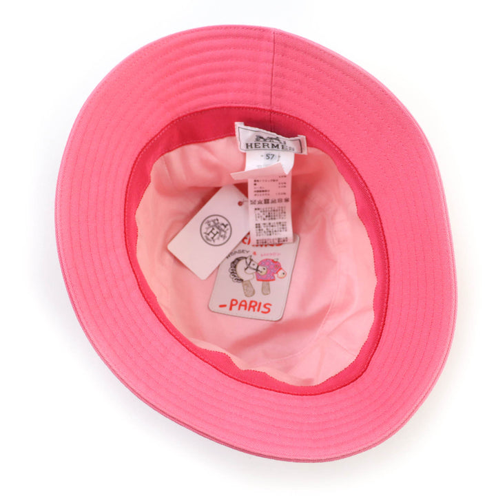 未使用品★HERMES エルメス H241065N カルヴィ シーシェル コットン100％ シェーヌダンクル・貝殻金具付 バケット ハット ピンク　57