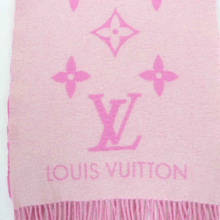 美品★LOUIS VUITTON ルイヴィトン M76066 エシャルプ・レイキャビック カシミヤ100％ LVロゴフリンジ付 ストール マフラー ピンク