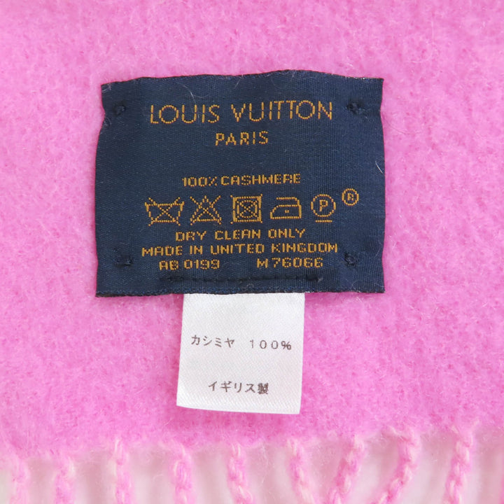 美品★LOUIS VUITTON ルイヴィトン M76066 エシャルプ・レイキャビック カシミヤ100％ LVロゴフリンジ付 ストール マフラー ピンク