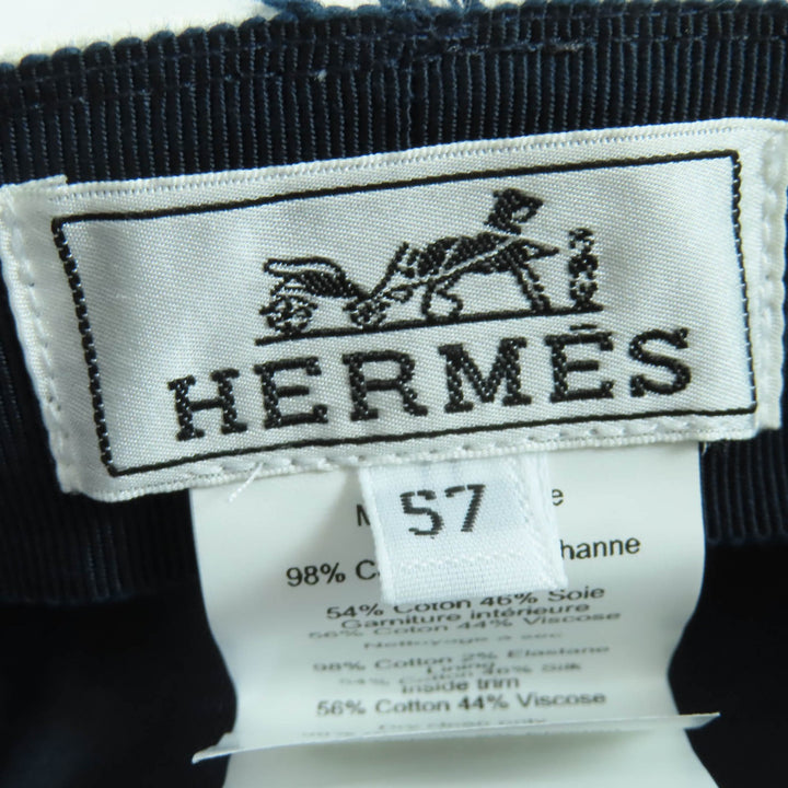 美品☆HERMES エルメス ヴォーバン コットン ブラン・カッセ クルー・ド・セル キャスケット ハット 帽子 57 フランス製 レディース
