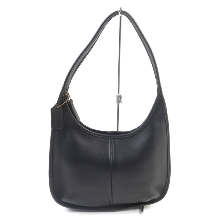 美品★COACH オールド コーチ 9025 Ergo エルゴ 希少 チャーム付 グローブレザー ショルダーバッグ 鞄 ブラック レディース