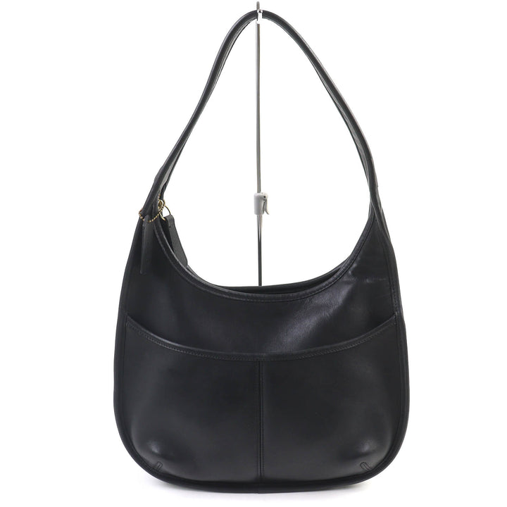 美品△COACH コーチ ヴィンテージ 9033 エルゴ オールドコーチ 肩掛け グローブレザー ワンショルダーバッグ セミショルダーバッグ 黒