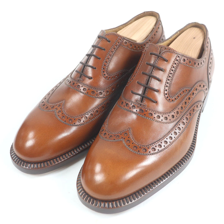 未使用品□FRANCESCO BENIGNO フランチェスコ ベニーニョ レザー ウィングチップ パーフォレーション フルブローグ ドレスシューズ　7.5