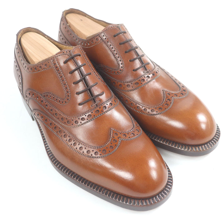 未使用品□FRANCESCO BENIGNO フランチェスコ ベニーニョ レザー ウィングチップ パーフォレーション フルブローグ ドレスシューズ　7.5