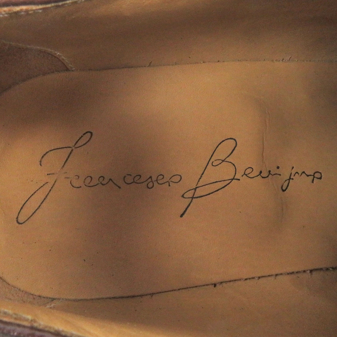 未使用品□FRANCESCO BENIGNO フランチェスコ ベニーニョ レザー ウィングチップ パーフォレーション フルブローグ ドレスシューズ　7.5