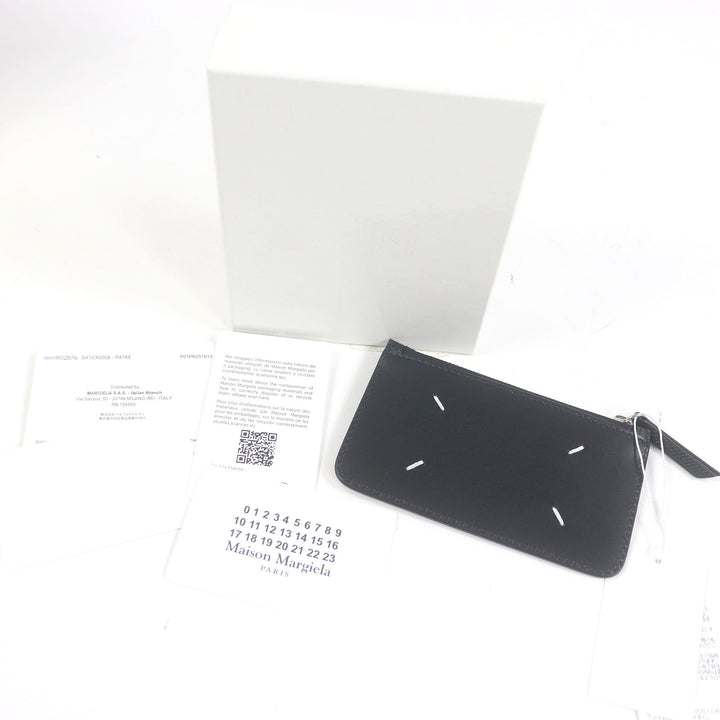 未使用品□メゾンマルジェラ11 SA1VX0008 レザー 4ステッチ フラグメントケース コイン カードケース 財布 ブラック 箱付き イタリア製