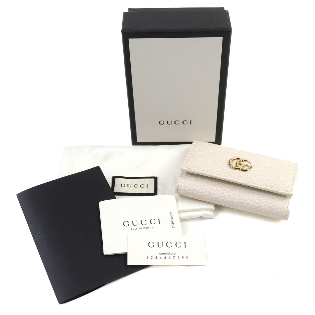 極美品△GUCCI グッチ 456118 ダブルG 6連キーフック レザー キーケース ライトベージュ系 ゴールド金具 箱・保存袋付き 伊製 レディース