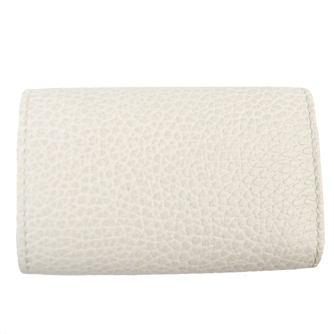 極美品△GUCCI グッチ 456118 ダブルG 6連キーフック レザー キーケース ライトベージュ系 ゴールド金具 箱・保存袋付き 伊製 レディース