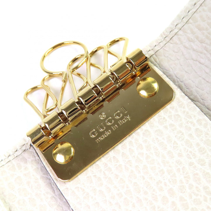 極美品△GUCCI グッチ 456118 ダブルG 6連キーフック レザー キーケース ライトベージュ系 ゴールド金具 箱・保存袋付き 伊製 レディース