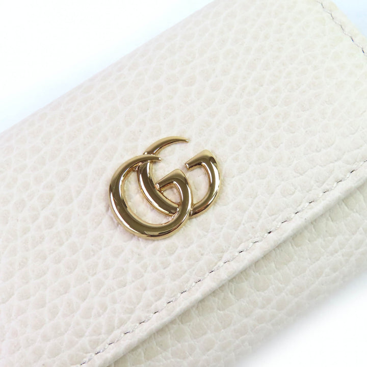 極美品△GUCCI グッチ 456118 ダブルG 6連キーフック レザー キーケース ライトベージュ系 ゴールド金具 箱・保存袋付き 伊製 レディース