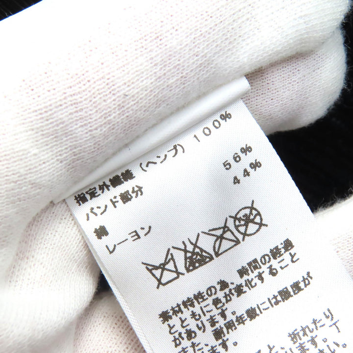 極美品△HERMES エルメス ヘンプ100％ Hロゴ刺繍 リボン ストローハット 麦わら帽子 ネイビー イエロー系 56 イタリア製 正規品