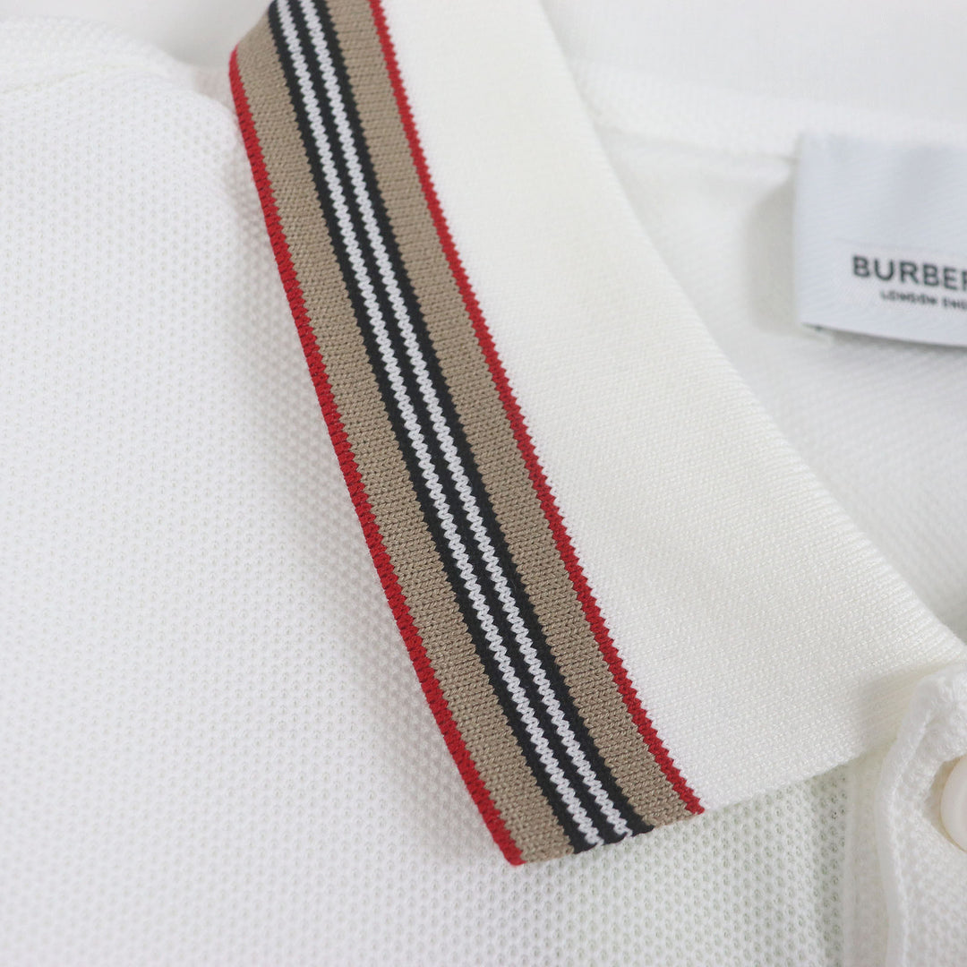 未使用品□BURBERRY バーバリー 8056225 コットン100％ TBロゴ刺繍 エンブロイダリー 半袖ポロシャツ カットソー ホワイト XS　正規品