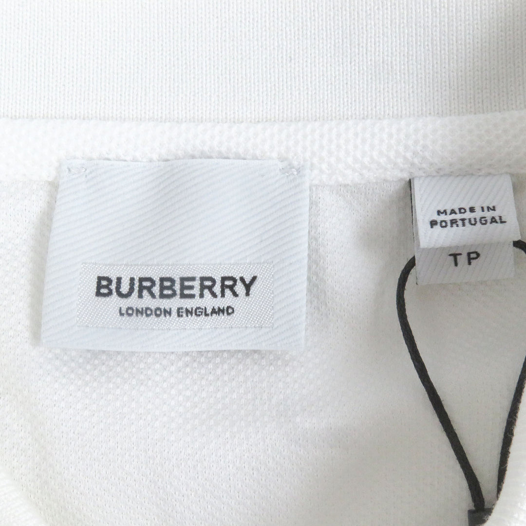 未使用品□BURBERRY バーバリー 8056225 コットン100％ TBロゴ刺繍 エンブロイダリー 半袖ポロシャツ カットソー ホワイト XS　正規品