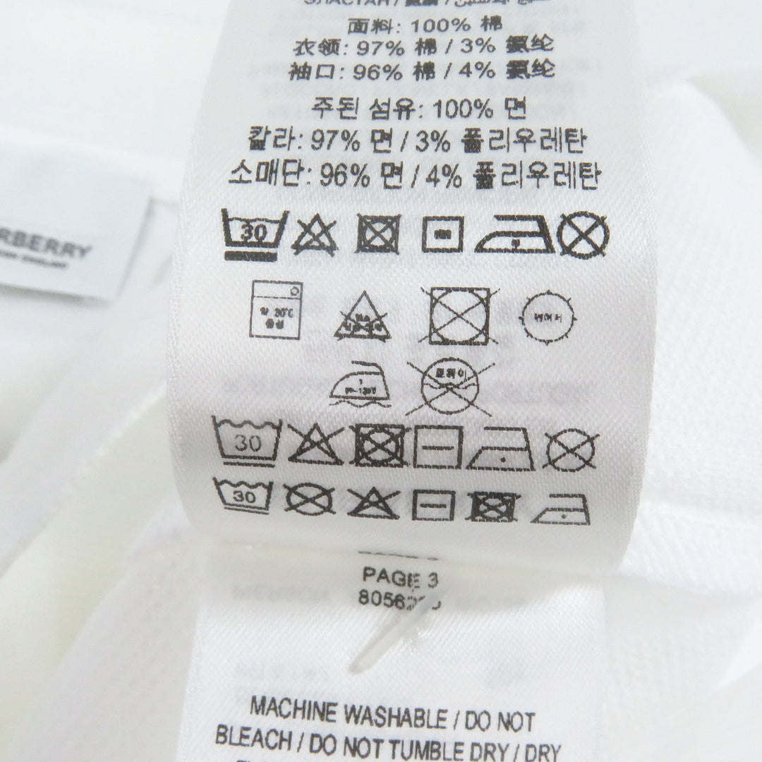 未使用品□BURBERRY バーバリー 8056225 コットン100％ TBロゴ刺繍 エンブロイダリー 半袖ポロシャツ カットソー ホワイト XS　正規品