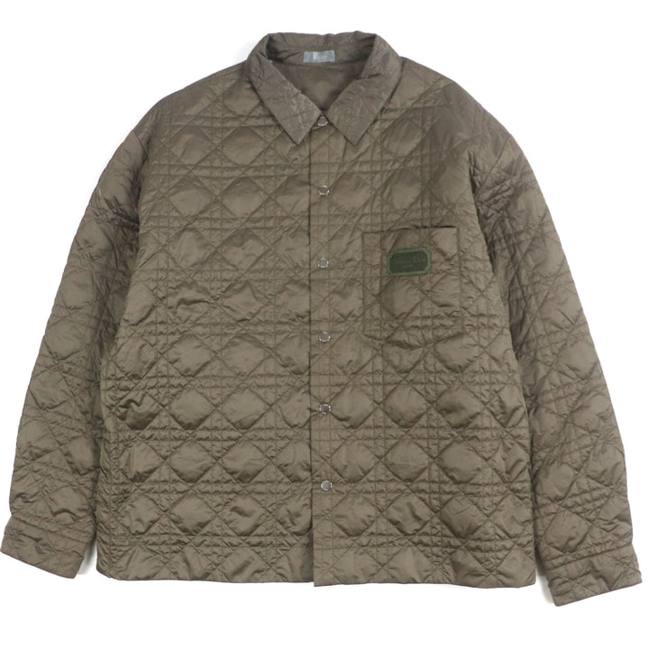 極美品▼DIOR ディオール オム 313C509BA767 ロゴワッペン ロゴ入りボタン カナージュキルティング ジャケット カーキ 54 正規品 メンズ