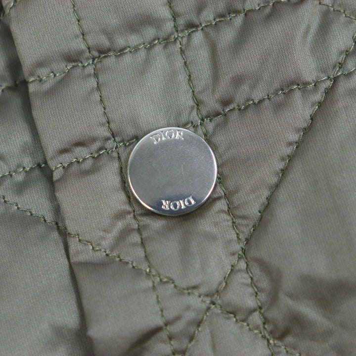 極美品▼DIOR ディオール オム 313C509BA767 ロゴワッペン ロゴ入りボタン カナージュキルティング ジャケット カーキ 54 正規品 メンズ