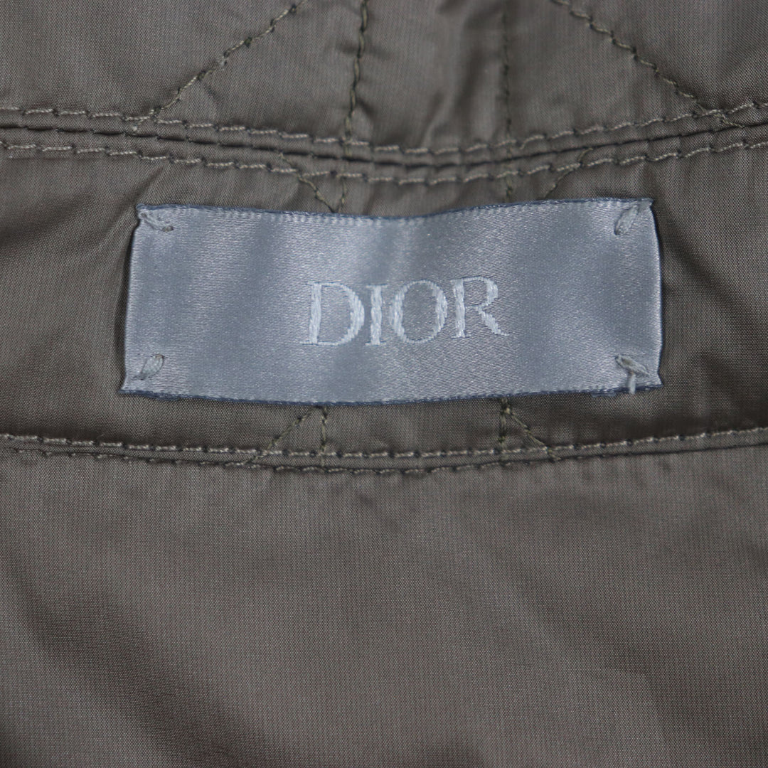 極美品▼DIOR ディオール オム 313C509BA767 ロゴワッペン ロゴ入りボタン カナージュキルティング ジャケット カーキ 54 正規品 メンズ