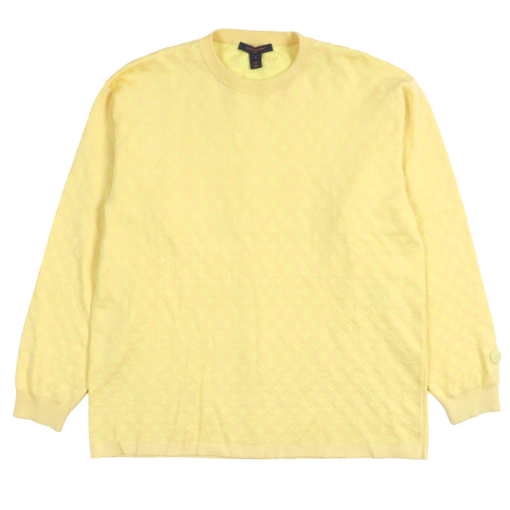 極美品▼LOUIS VUITTON ルイヴィトン 24SS シルク64% モノグラム クルーネック ニットセーター イエロー S 正規品 メンズOK
