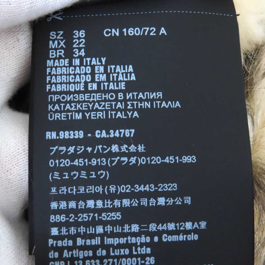 未使用品△PRADA プラダ 2021年製 29Y995 トライアングルロゴポーチ付 エコファー・フード付 RE-NYLON ロング コート ネイビー 36 正規品