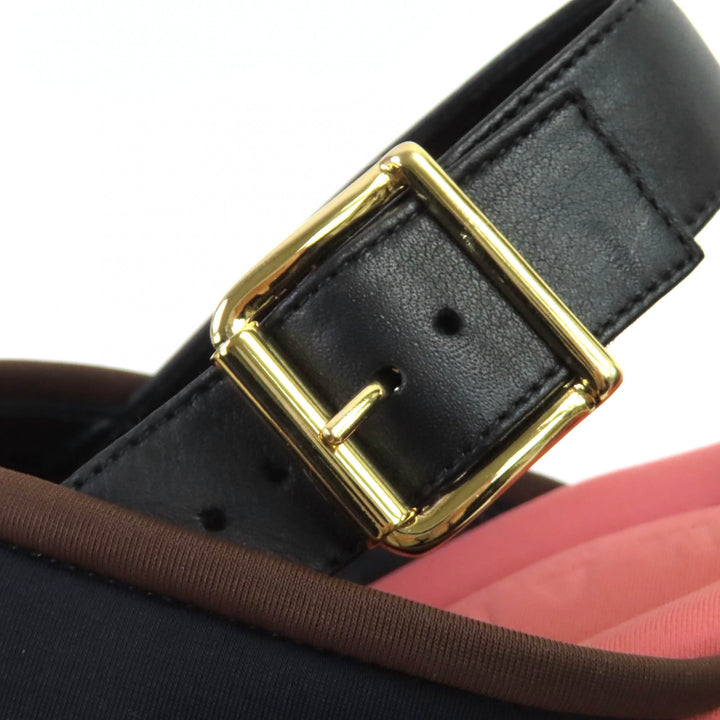 極美品△MARNI マルニ SAMA002708 レザー使い クロスストラップ 厚底 サンダル ブラック ピンク 37 保存袋付き イタリア製 レディース