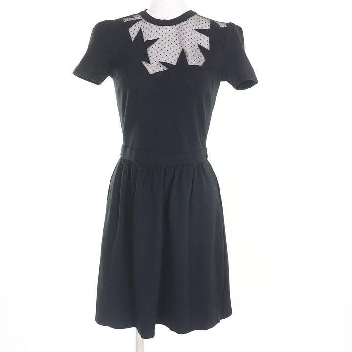 美品◇RED VALENTINO レッドヴァレンティノ RN43835-CA57011 25829 星型デザイン ミニドレス 半袖ワンピース 黒 S 正規品 レディース