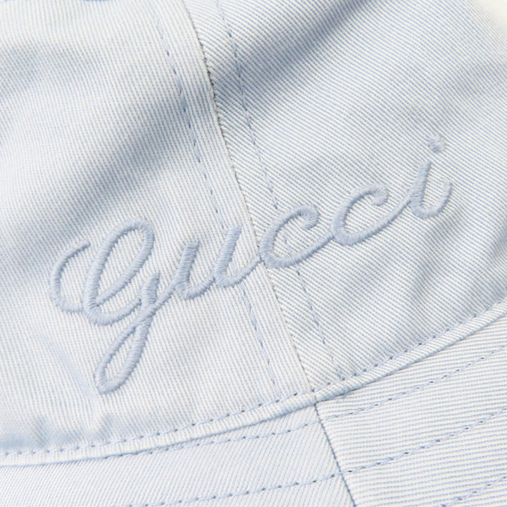 未使用品☆GUCCI グッチ 24SS 782733 ロゴ刺繍入り バケットハット ライトブルー S 保存袋付き イタリア製 正規品 レディース
