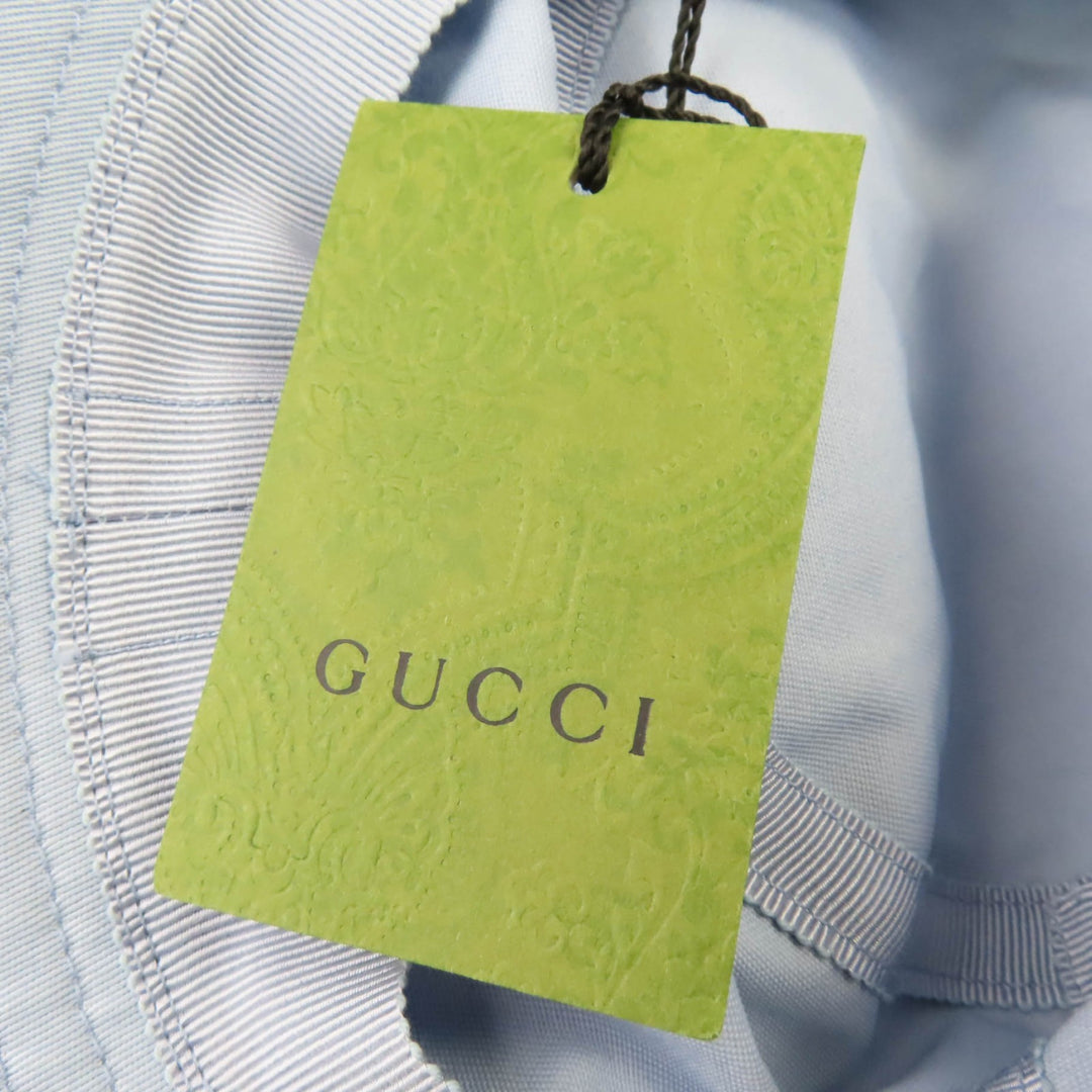 未使用品☆GUCCI グッチ 24SS 782733 ロゴ刺繍入り バケットハット ライトブルー S 保存袋付き イタリア製 正規品 レディース
