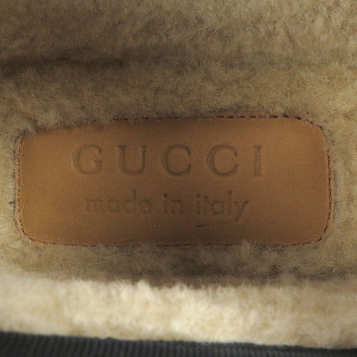 未使用品□GUCCI グッチ ムートン GGロゴ総柄 ホースビット ムートンライニング スリッポン ベージュ 11 保存袋付き イタリア製 メンズ