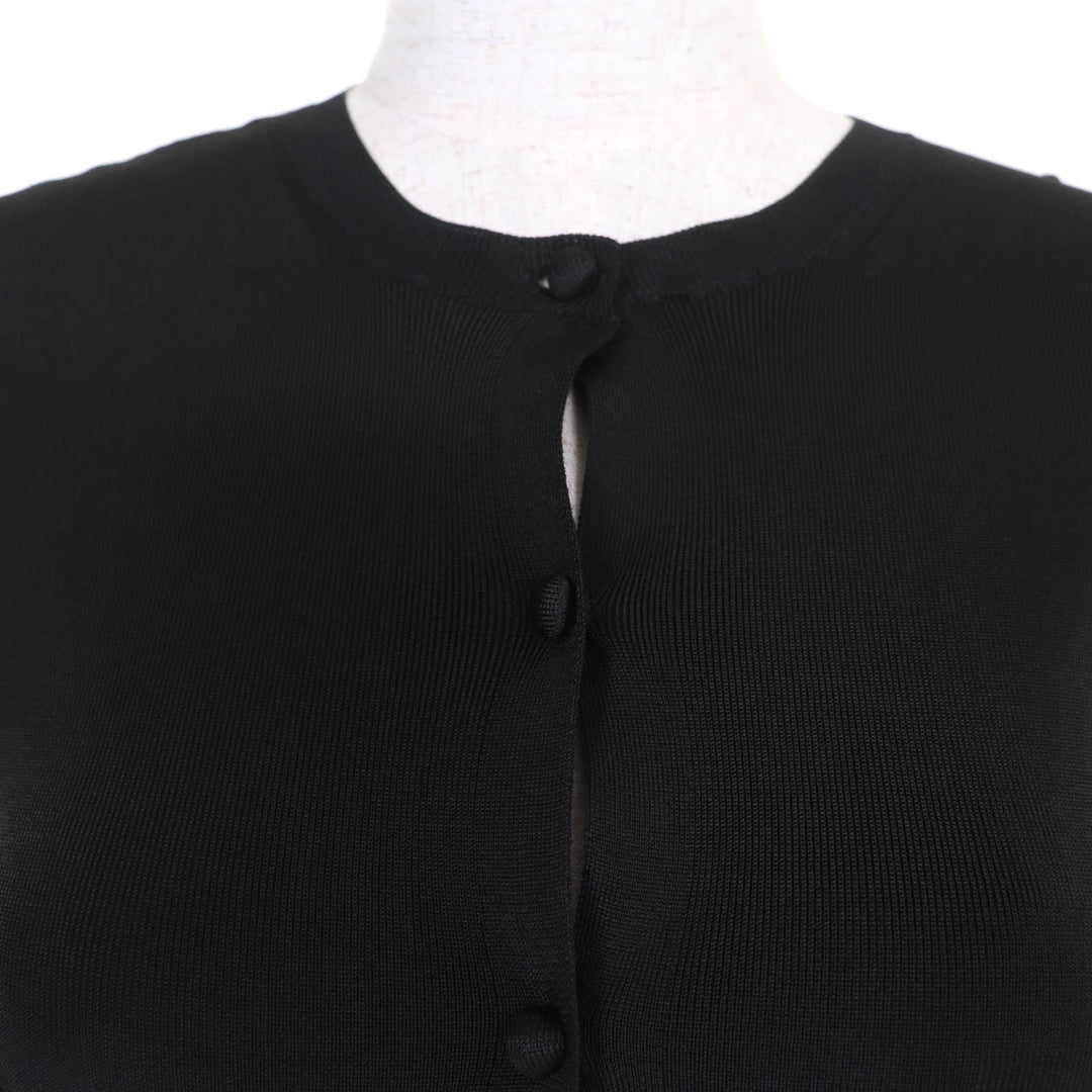 極美品☆BALENCIAGA バレンシアガ 620997 ロゴ入り 長袖ニット カーディガン ブラック M イタリア製 正規品 レディース