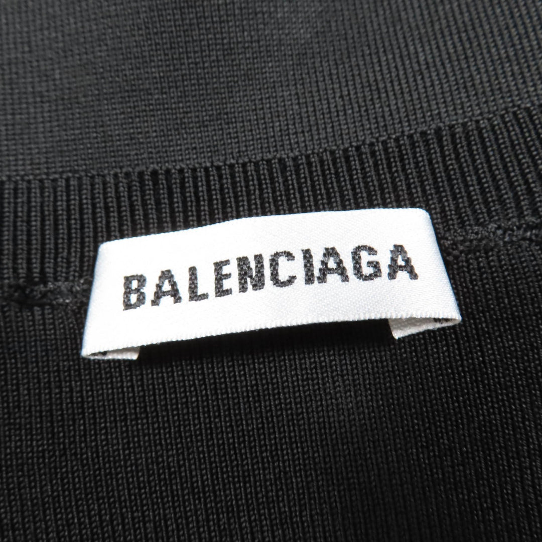 極美品☆BALENCIAGA バレンシアガ 620997 ロゴ入り 長袖ニット カーディガン ブラック M イタリア製 正規品 レディース