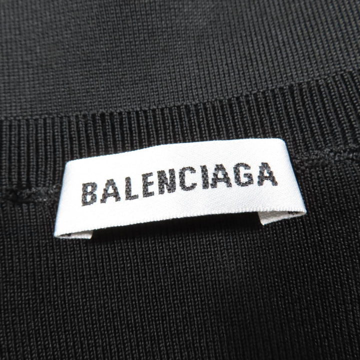 極美品☆BALENCIAGA バレンシアガ 620997 ロゴ入り 長袖ニット カーディガン ブラック M イタリア製 正規品 レディース