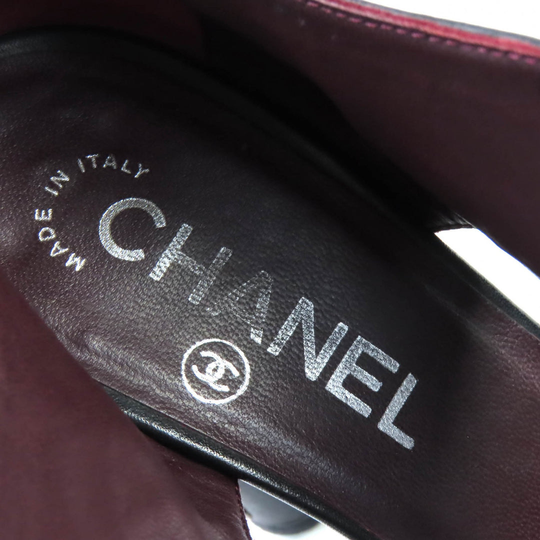 美品△CHANEL シャネル G26107 ココマーク マトラッセ レースアップ レザー パンプス ブラック シルバー 36 イタリア製 レディース