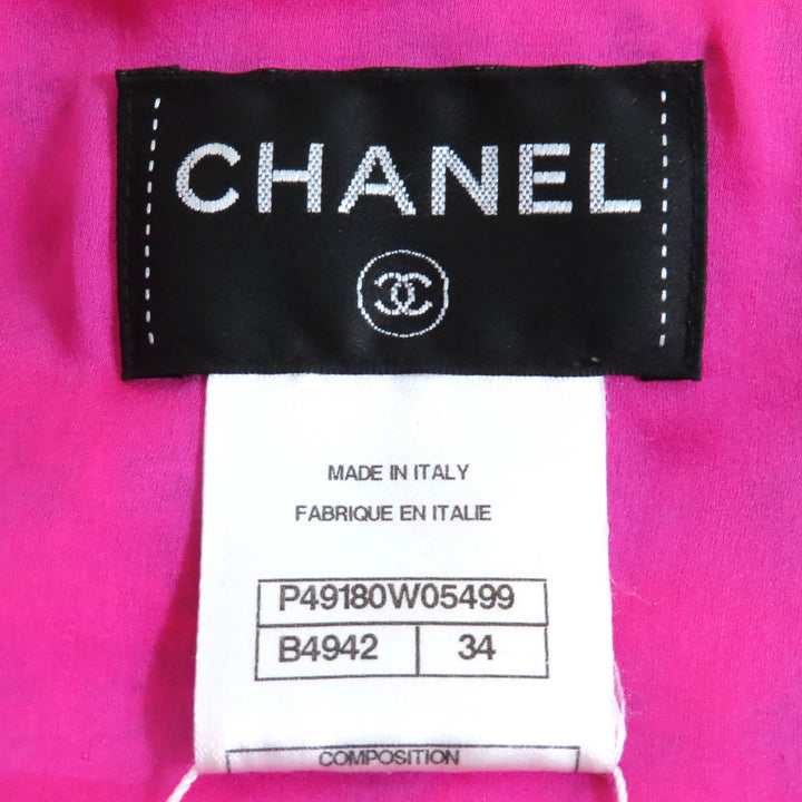 未使用品△CHANEL シャネル P49180 ココボタン メタリック トリム 半袖 ツイード ワンピース ピンク 34 イタリア製 正規品 レディース