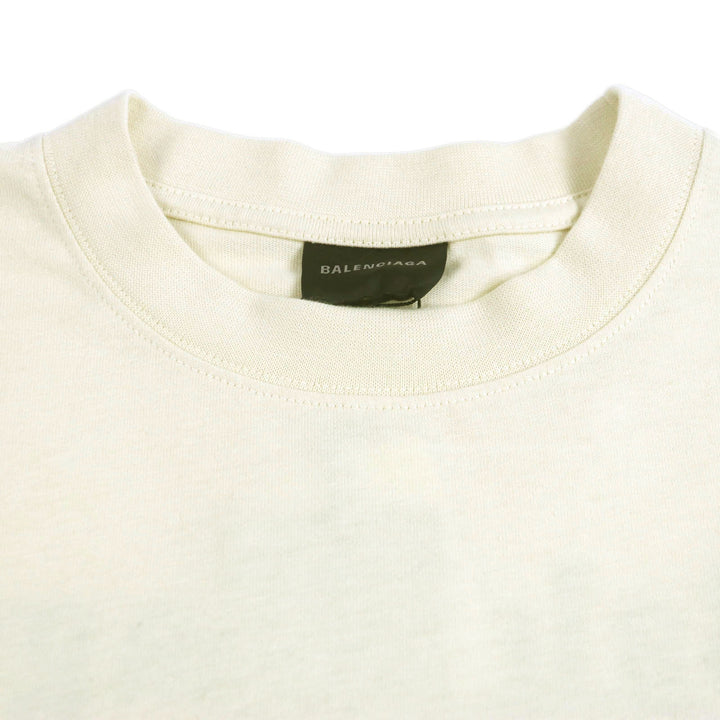 未使用品▼BALENCIAGA バレンシアガ 22AW 641655 ロゴ刺繍 オーバーサイズ ショートスリーブ 半袖Ｔシャツ クリーム XXS 正規品 メンズ