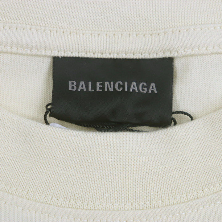 未使用品▼BALENCIAGA バレンシアガ 22AW 641655 ロゴ刺繍 オーバーサイズ ショートスリーブ 半袖Ｔシャツ クリーム XXS 正規品 メンズ