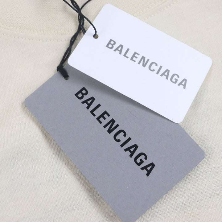 未使用品▼BALENCIAGA バレンシアガ 22AW 641655 ロゴ刺繍 オーバーサイズ ショートスリーブ 半袖Ｔシャツ クリーム XXS 正規品 メンズ